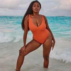 NWT Monday Swimwear Santa Catarina One Piece Cantaloupe Crinkle